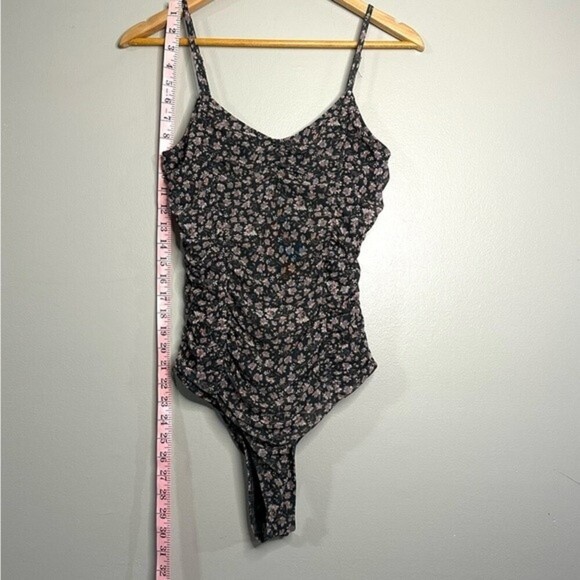 Free press women’s size small floral mesh cami tank top bodysuit blue/gray 152B5 - Picture 6 of 10